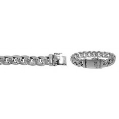 13mm Miami Cuban Curb Link Chain Bracelet with Security Clasp, 8" - 8.5" Length, Sterling Silver